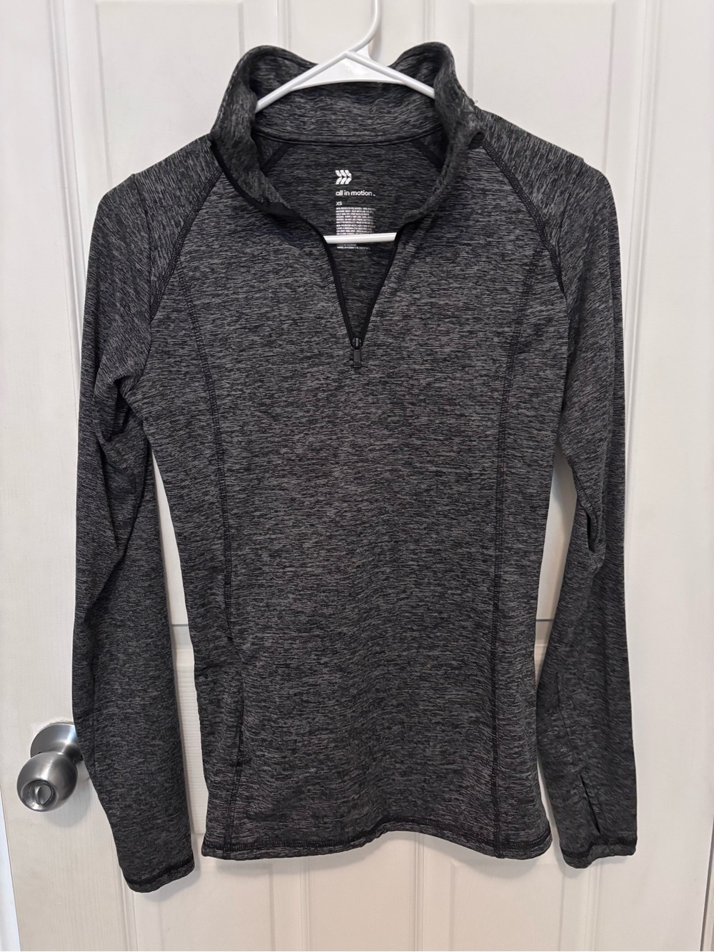All In Motion Fleece Lined Athletic Quarter Zip Pullover Black/Gray Womens XS